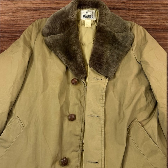Vintage Woolrich Mens Down Insulated Barn Chore Coat Jacket Brown Collar Sz 42 - Picture 1 of 9